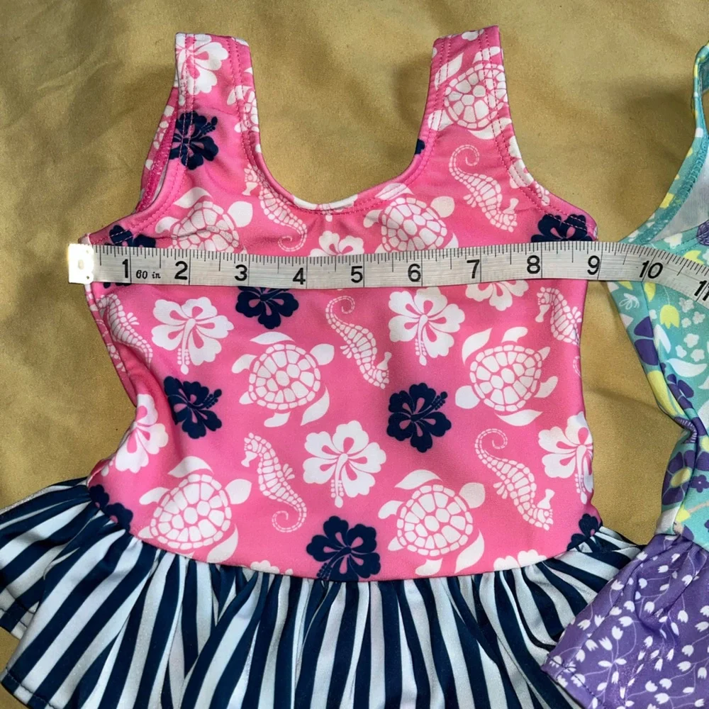 Lot of 3 Flap Happy Kids UV 50 NWT Ruffle One Piece Swimsuits Size 2